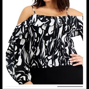 Plus Size Printed Cold-Shoulder
Top 2X